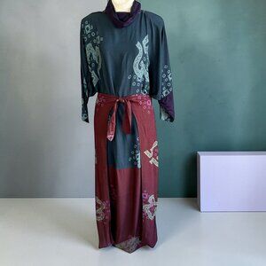 We Be Bop Vintage Art To Wear Unique Wrap Tie Waist Maxi Dress Outfit Plus Size